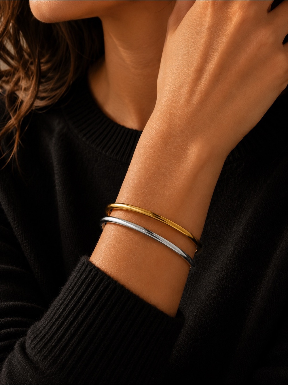 NWT | House of Harlow 1960 Two-Tone Stainless Steel Bangles Set